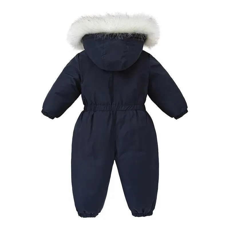 -30 degree Winter Ski Suit Plus Velvet Baby Jumpsuit Boy Overalls Warm Kids toddler girl Clothes Children Clothing coat overcoat