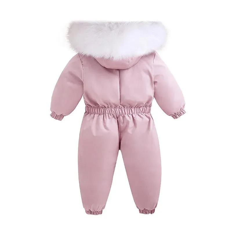 -30 degree Winter Ski Suit Plus Velvet Baby Jumpsuit Boy Overalls Warm Kids toddler girl Clothes Children Clothing coat overcoat