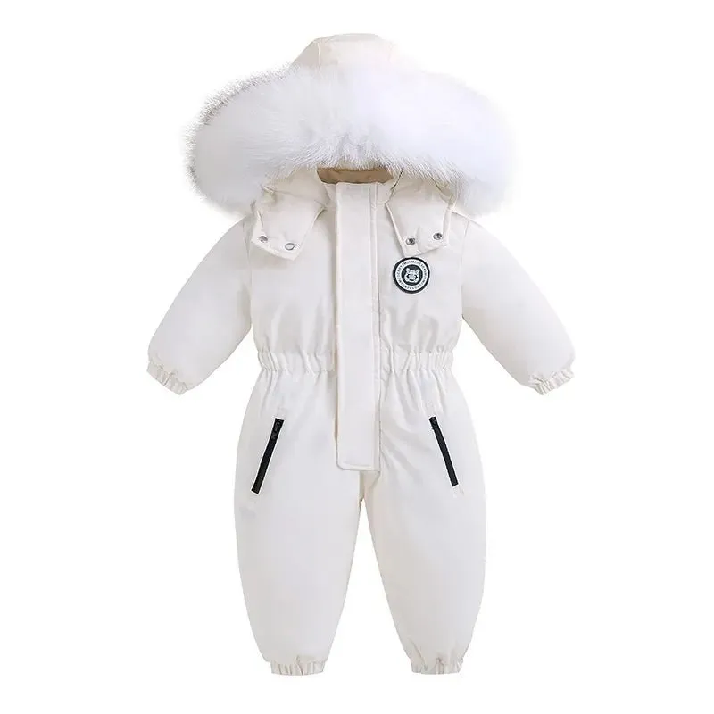 -30 degree Winter Ski Suit Plus Velvet Baby Jumpsuit Boy Overalls Warm Kids toddler girl Clothes Children Clothing coat overcoat