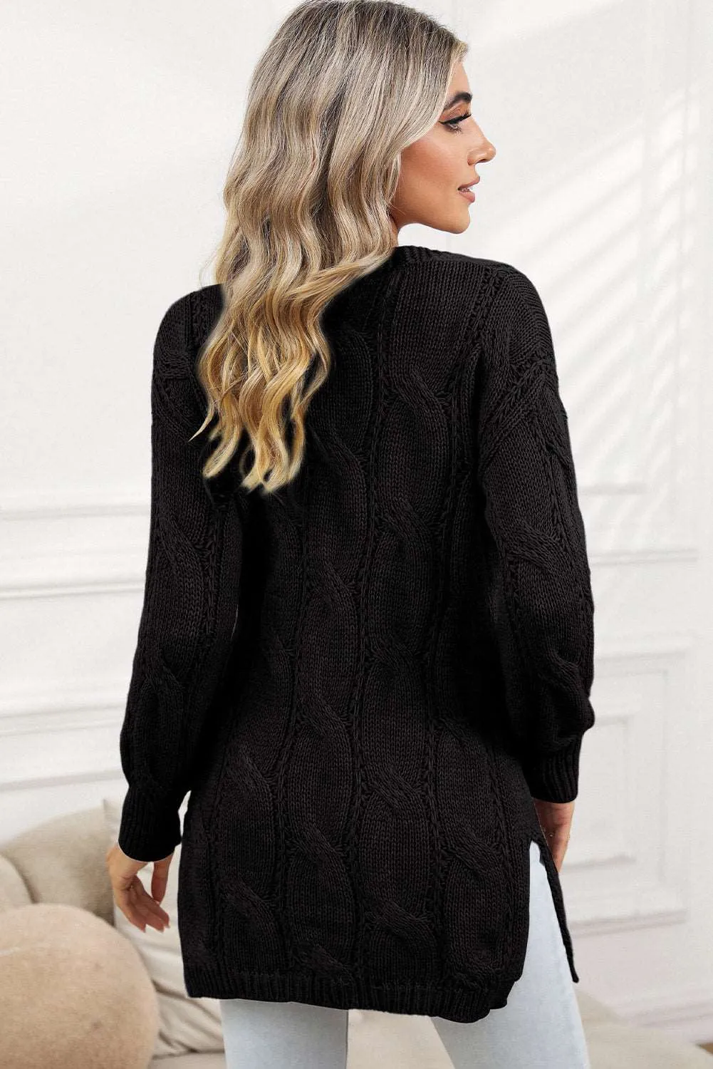 🔥 Ribbed Trim Hollow Knit Side Slits Cardigan: For When You Want to Look Like a Goddess, but Feel Like You’re Barely Hanging On 🔥