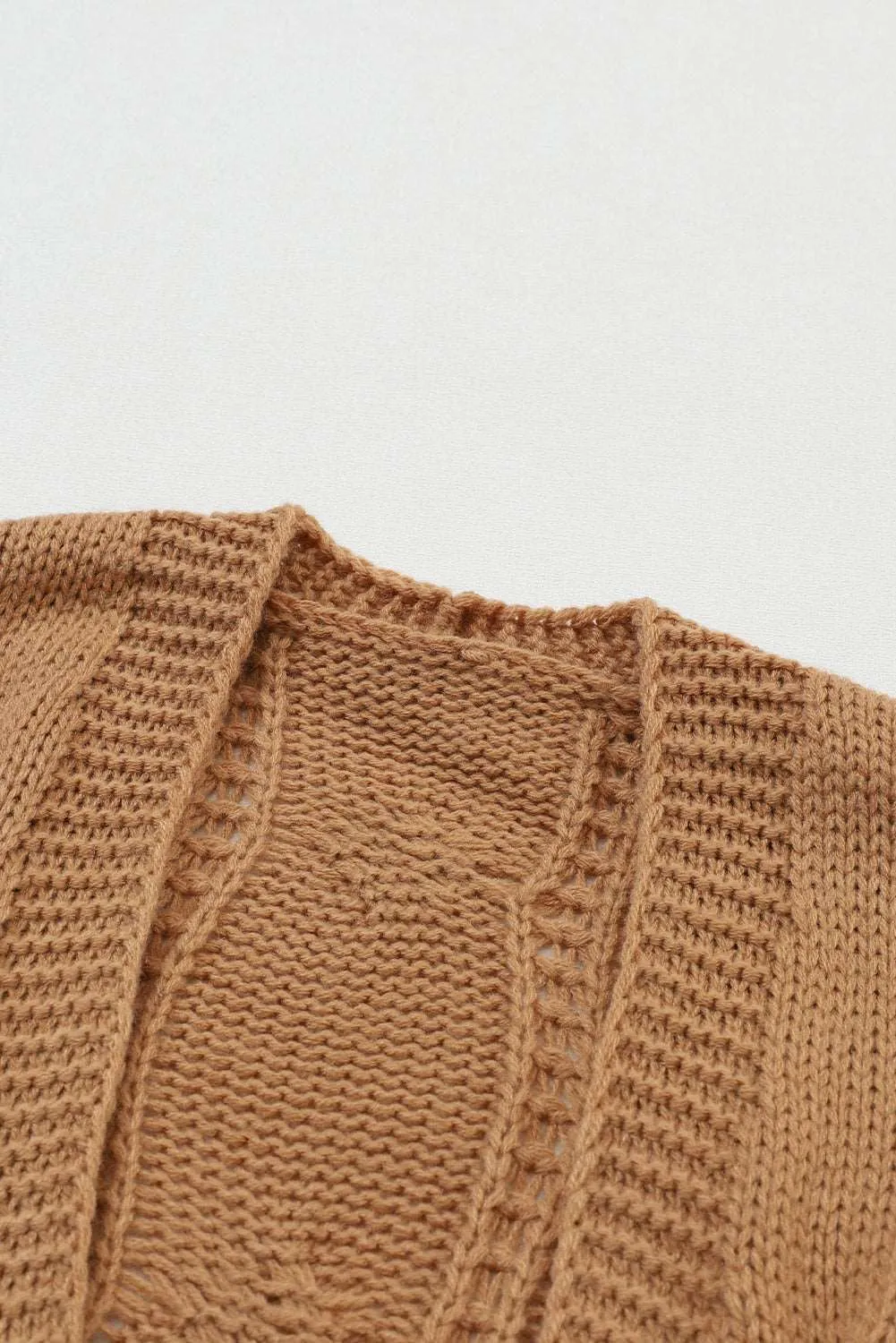 🔥 Ribbed Trim Hollow Knit Side Slits Cardigan: For When You Want to Look Like a Goddess, but Feel Like You’re Barely Hanging On 🔥