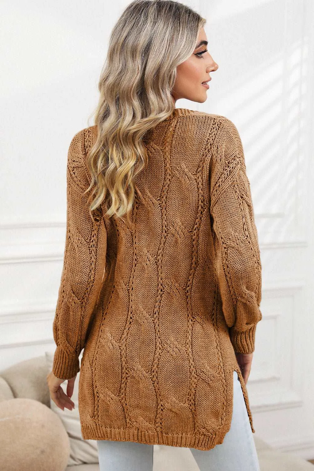 🔥 Ribbed Trim Hollow Knit Side Slits Cardigan: For When You Want to Look Like a Goddess, but Feel Like You’re Barely Hanging On 🔥