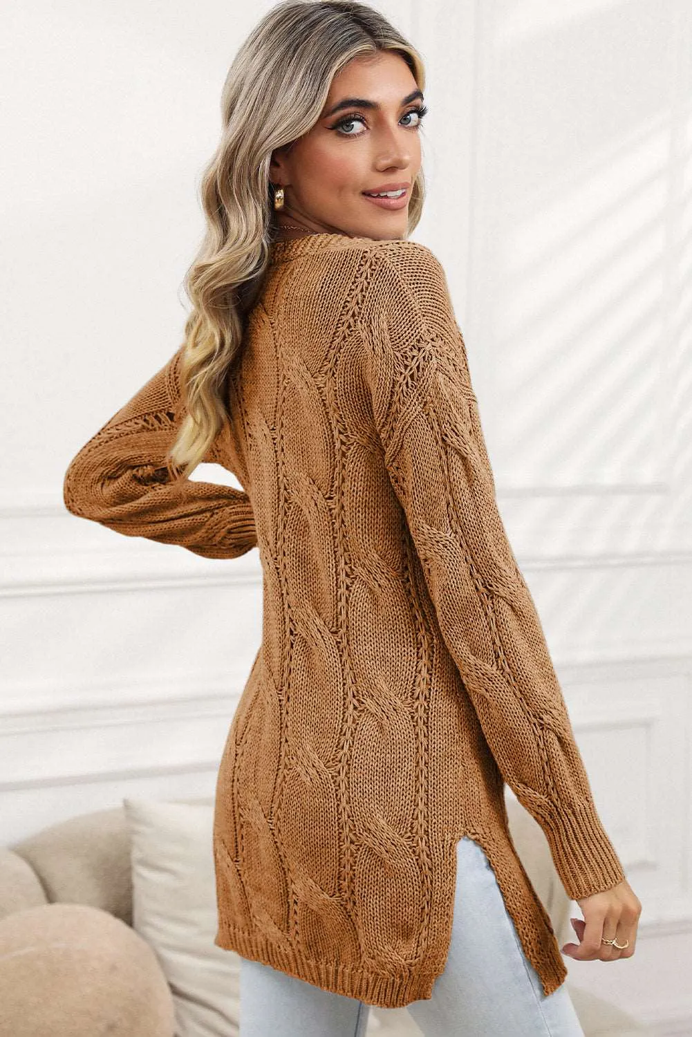 🔥 Ribbed Trim Hollow Knit Side Slits Cardigan: For When You Want to Look Like a Goddess, but Feel Like You’re Barely Hanging On 🔥