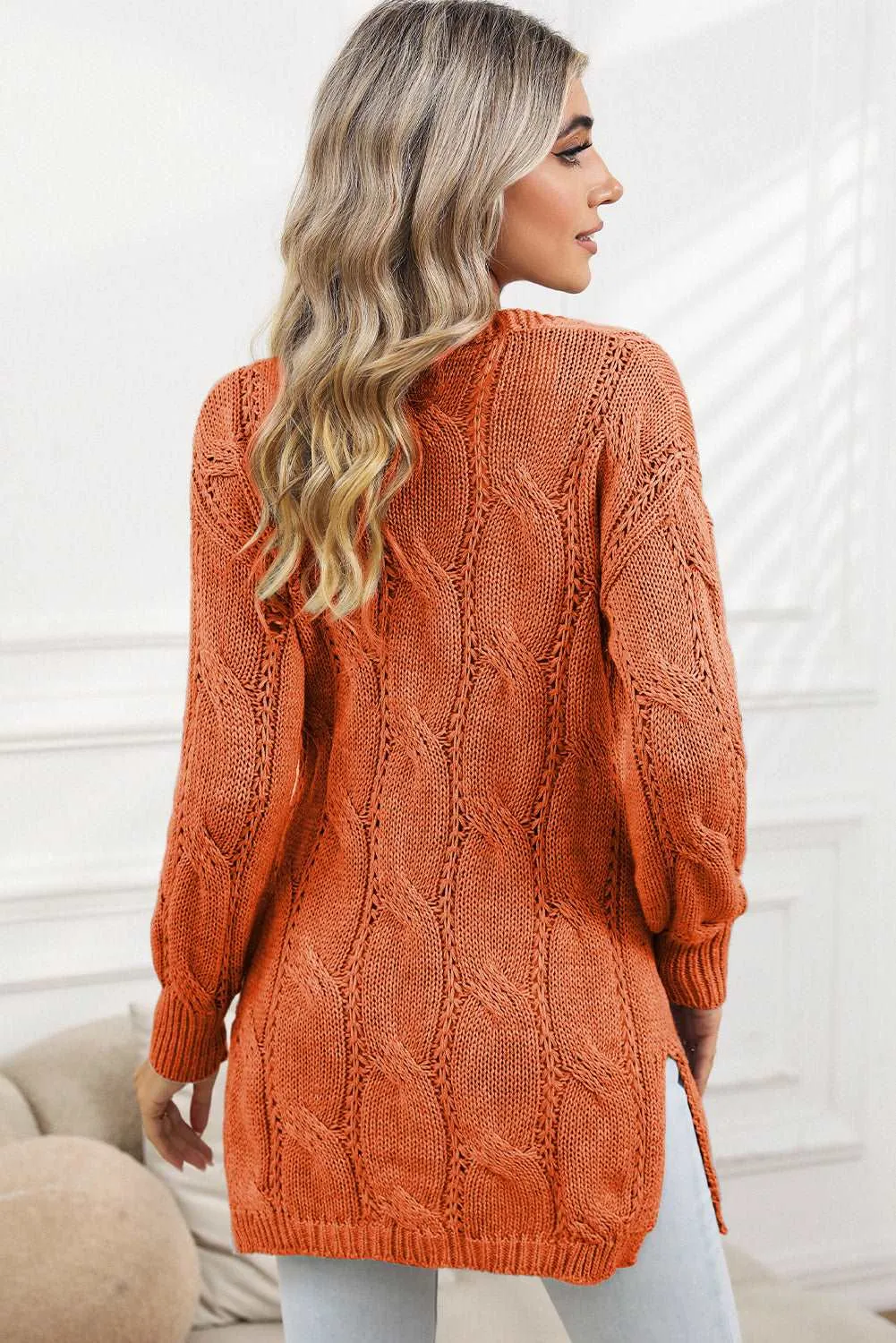 🔥 Ribbed Trim Hollow Knit Side Slits Cardigan: For When You Want to Look Like a Goddess, but Feel Like You’re Barely Hanging On 🔥