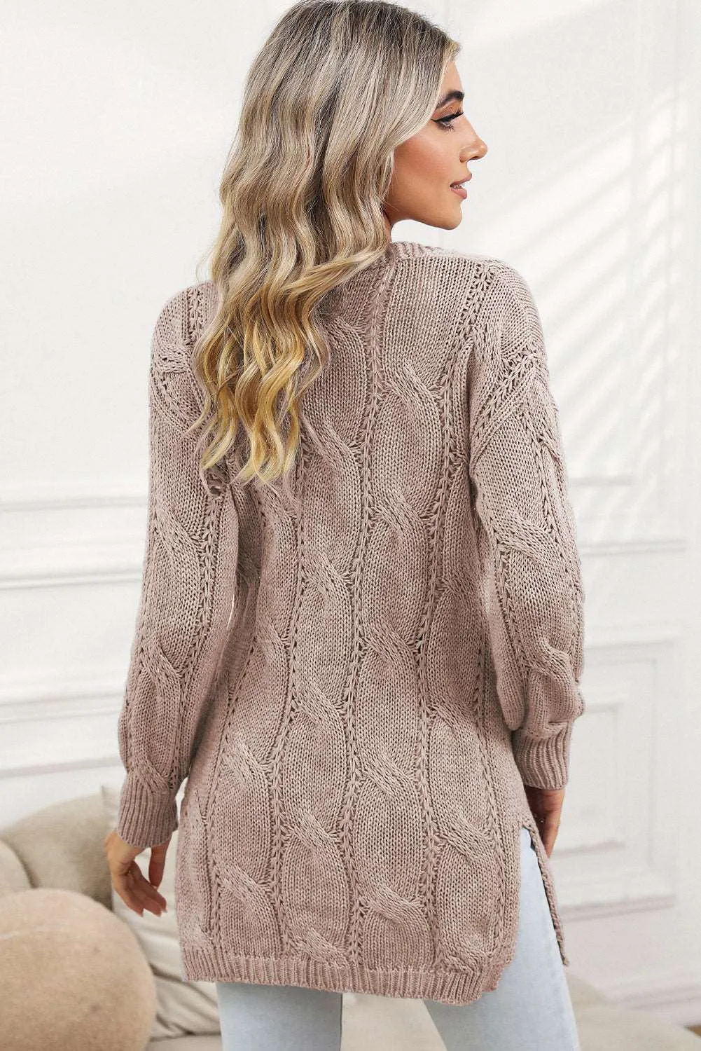 🔥 Ribbed Trim Hollow Knit Side Slits Cardigan: For When You Want to Look Like a Goddess, but Feel Like You’re Barely Hanging On 🔥