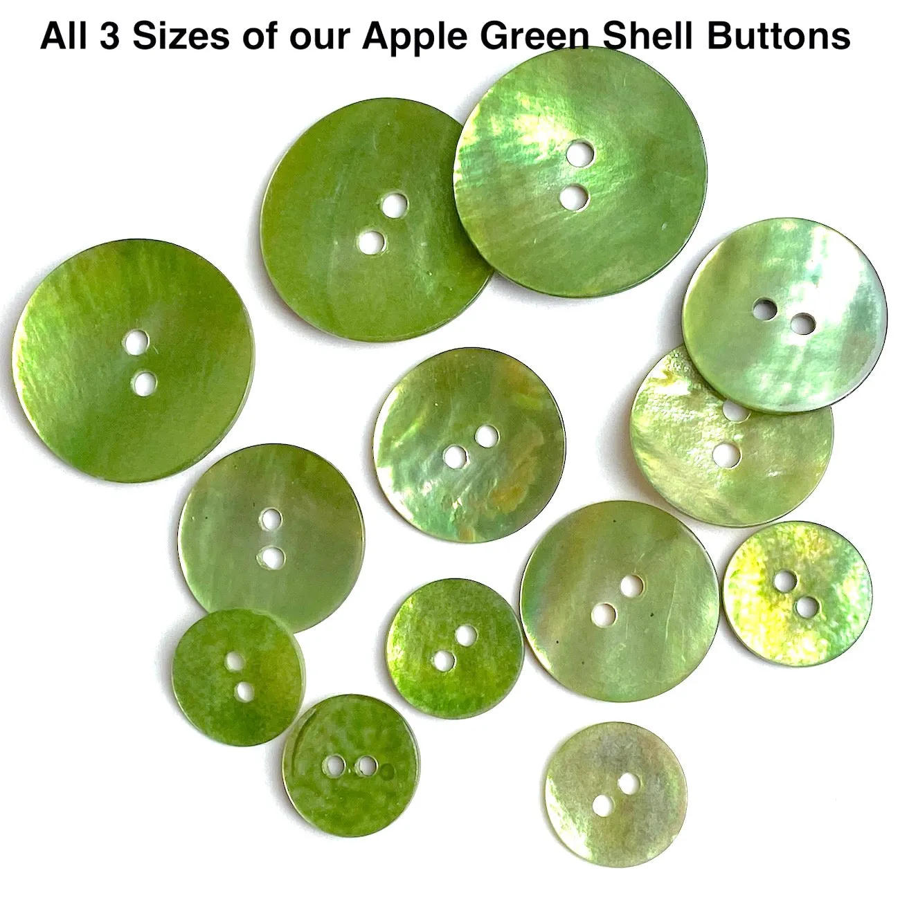 11/16" Apple Green Pearl Shell 2-hole Button, 4 for $5.50   #964-D