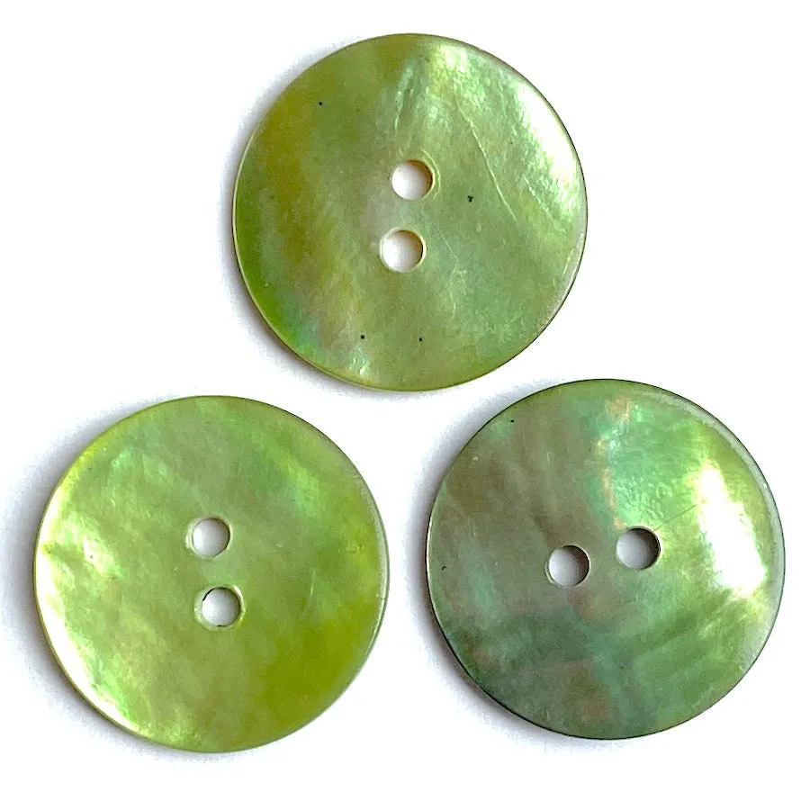 11/16" Apple Green Pearl Shell 2-hole Button, 4 for $5.50   #964-D