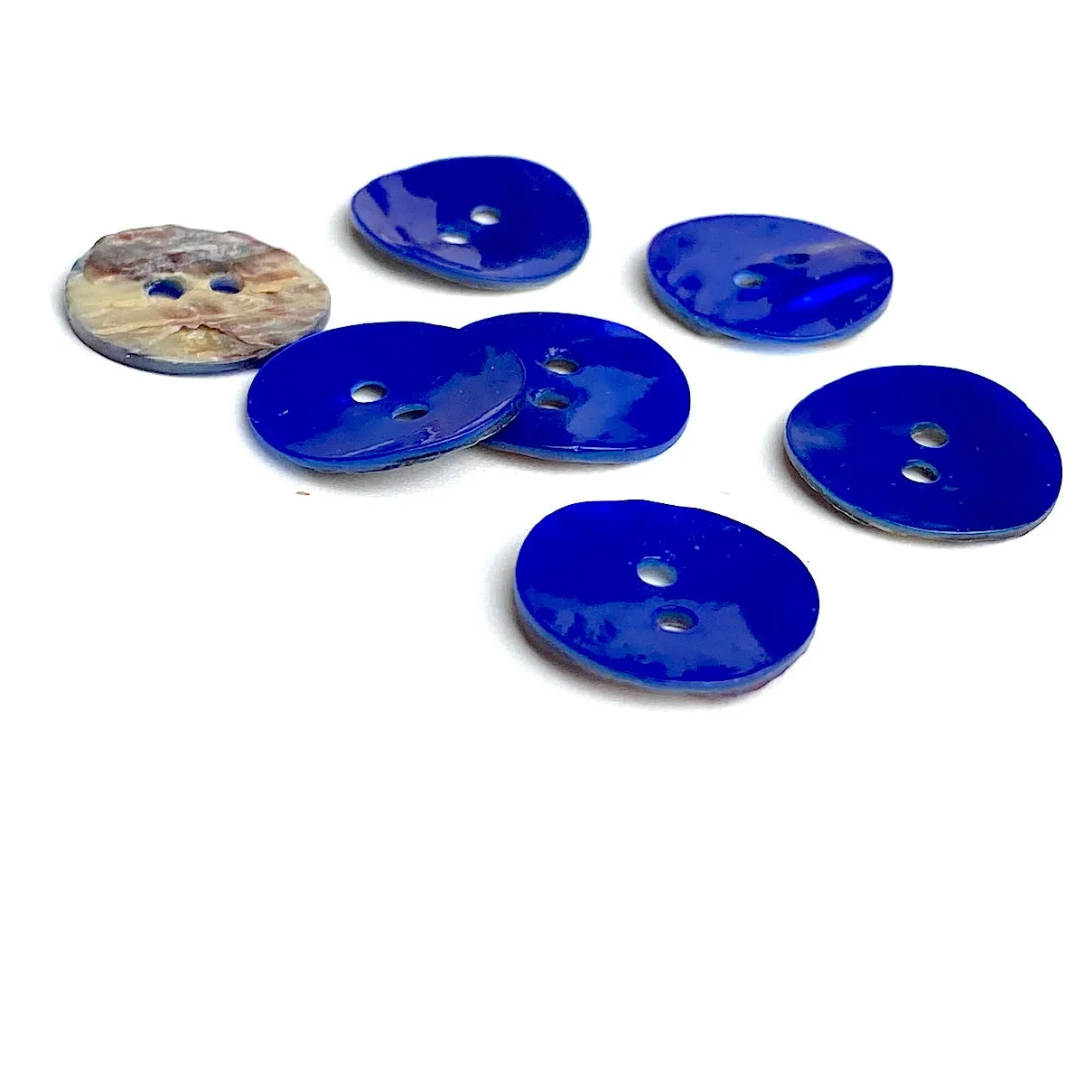 11/16" Cobalt Blue Pearl Shell 2-hole Button, 4 for $5.50   #300902-D