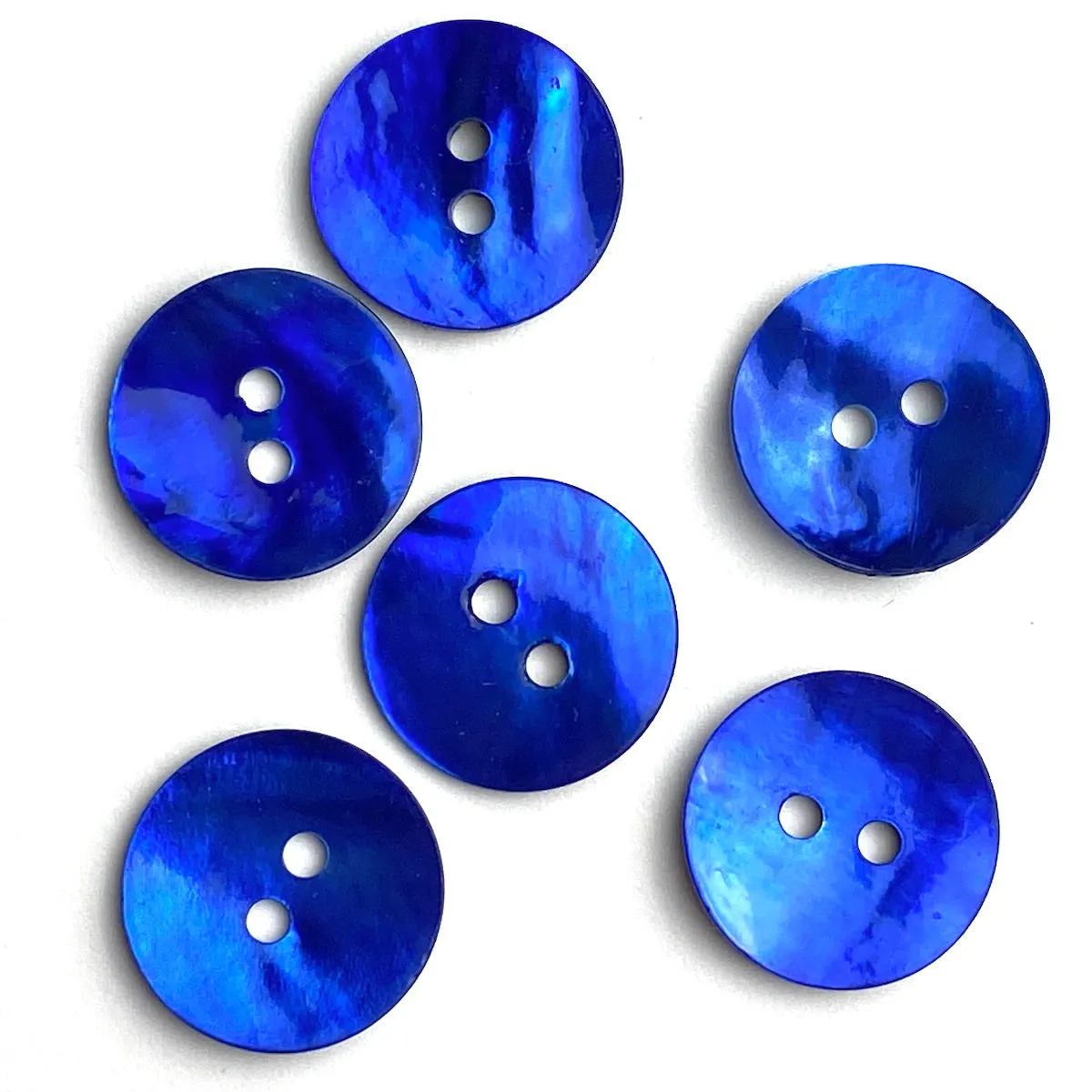 11/16" Cobalt Blue Pearl Shell 2-hole Button, 4 for $5.50   #300902-D