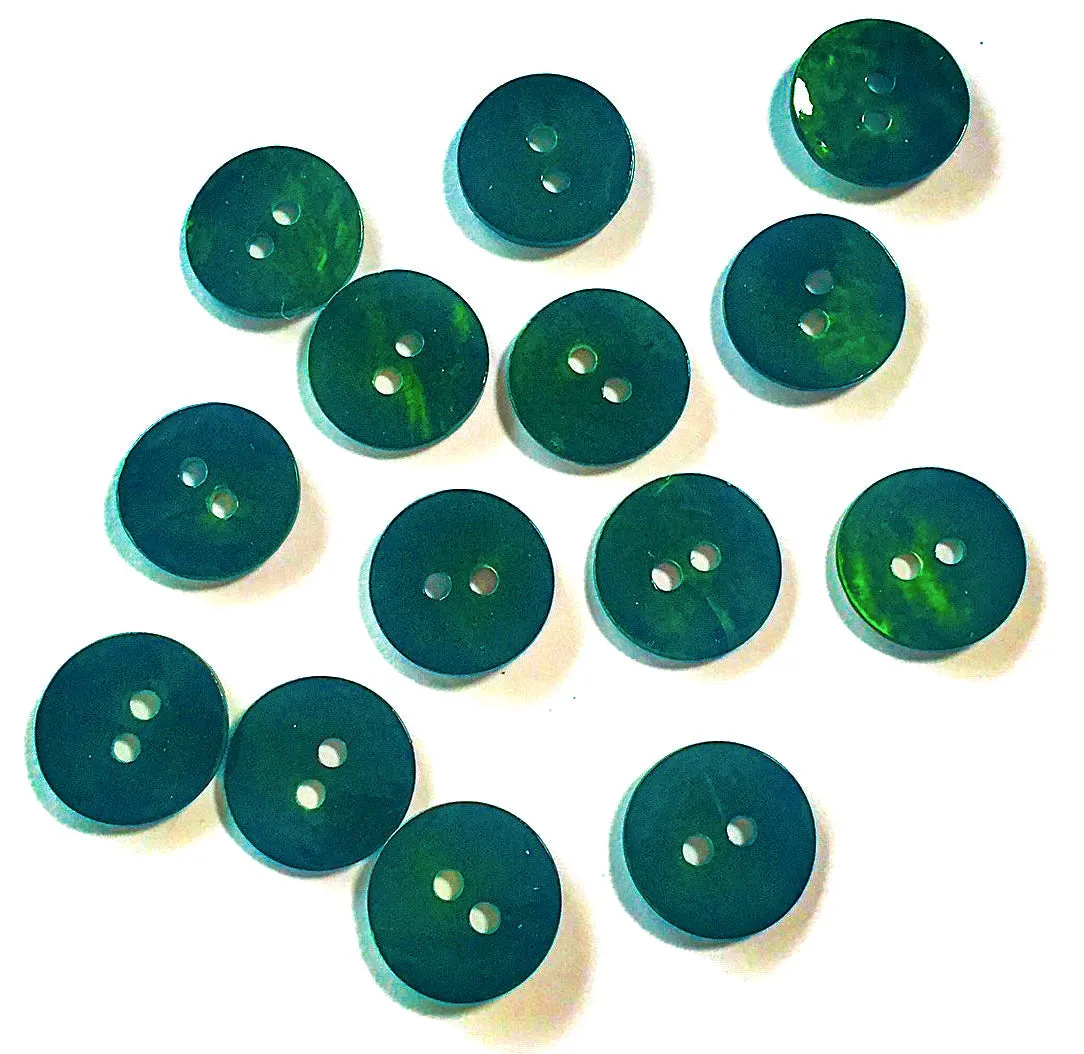 11/16" Dark Emerald Green Pearl Shell 2-hole Button, 4 for $5.50   #975-D