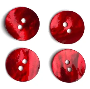 11/16" Deep Red Pearl Shell 2-hole Button, 4 for $5.50   #300904-D