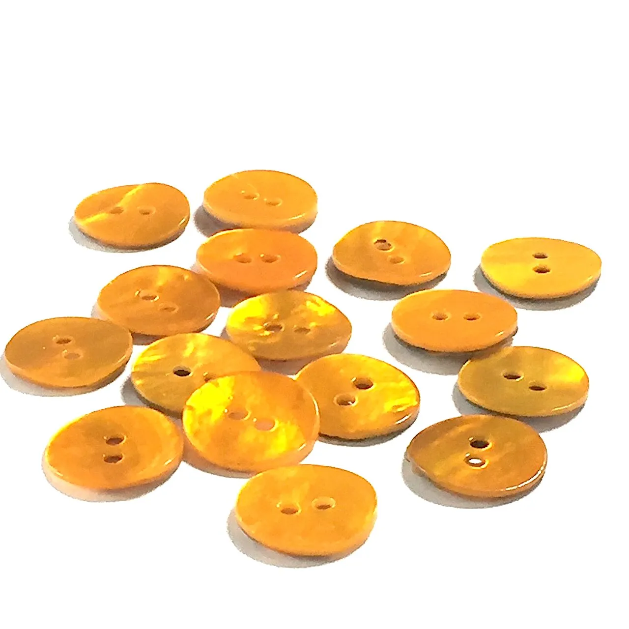 11/16" Golden Yellow Pearl Shell 2-hole Button, 4 for $5.50   #905D