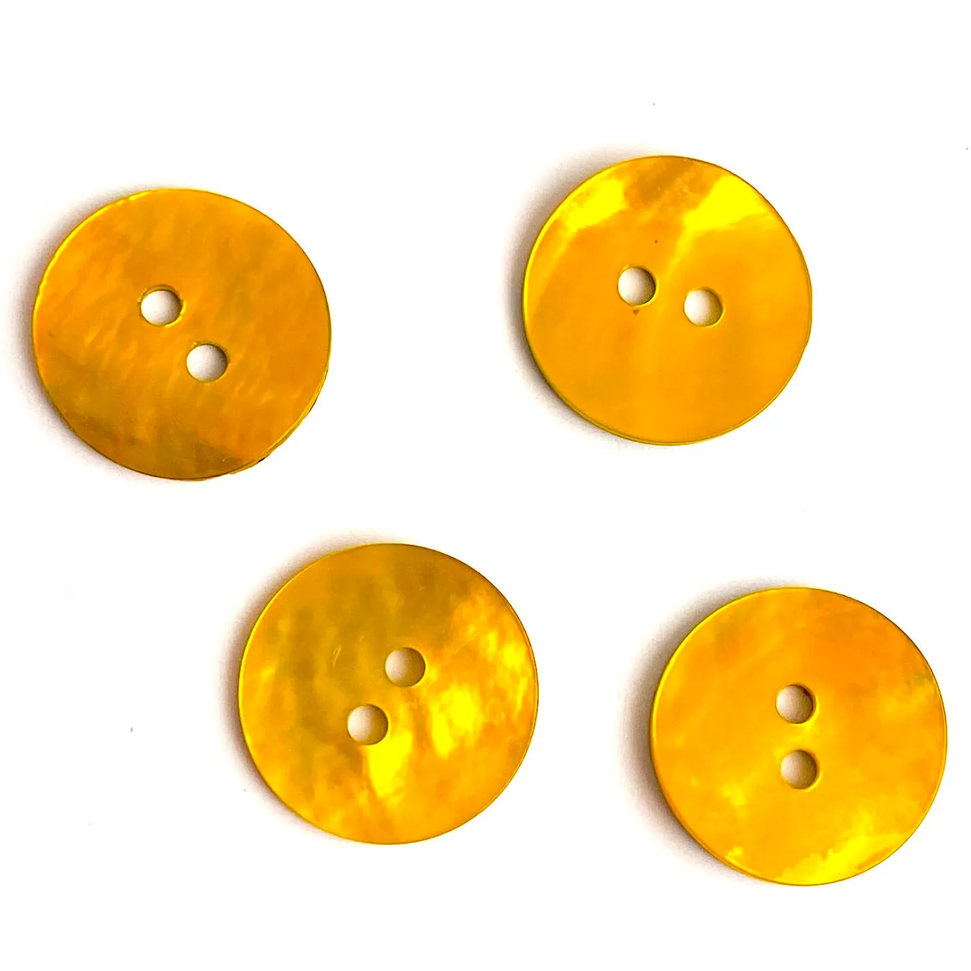 11/16" Golden Yellow Pearl Shell 2-hole Button, 4 for $5.50   #905D