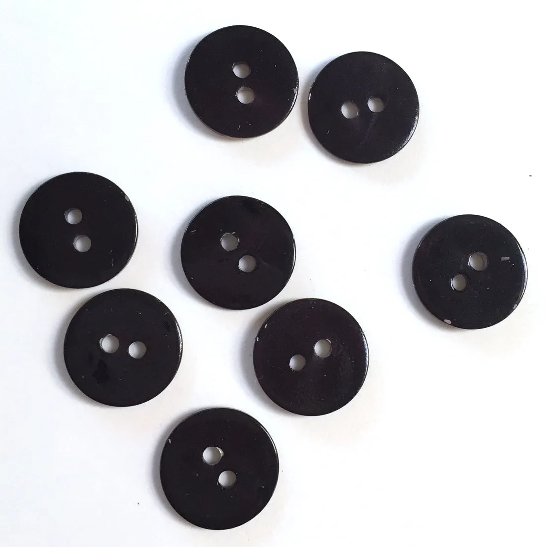 1/2" Black Rustic Shine Pearl Shell 2-hole, TWELVE BUTTONS   #112-12-D