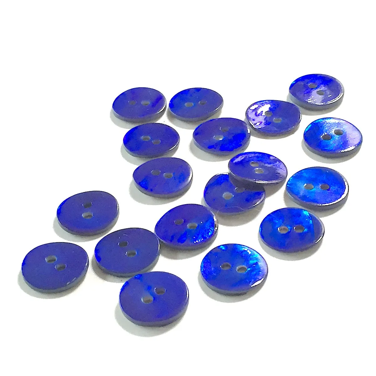 1/2" Cobalt Blue Pearl Shell 2-hole Button, 10 for $8.60   #113-D