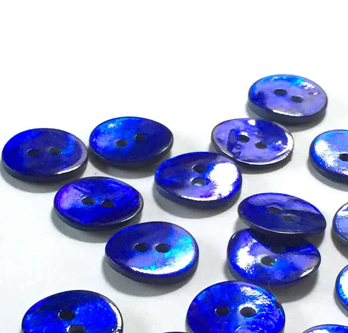 1/2" Cobalt Blue Pearl Shell 2-hole Button, 10 for $8.60   #113-D