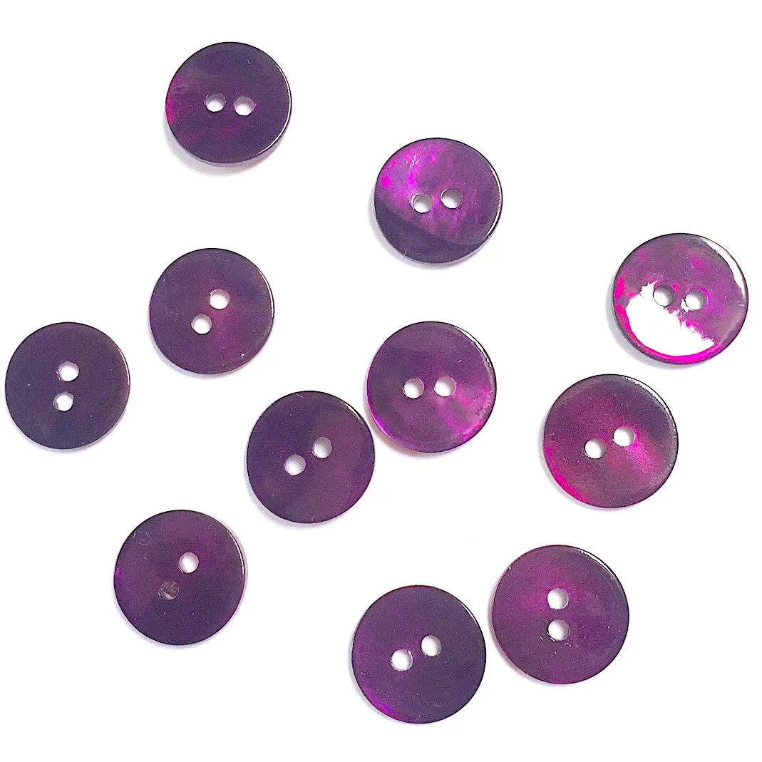 1/2" Dark Purple Pearl Shell 2-hole Button, 6 for $5.30   #241189-D-6