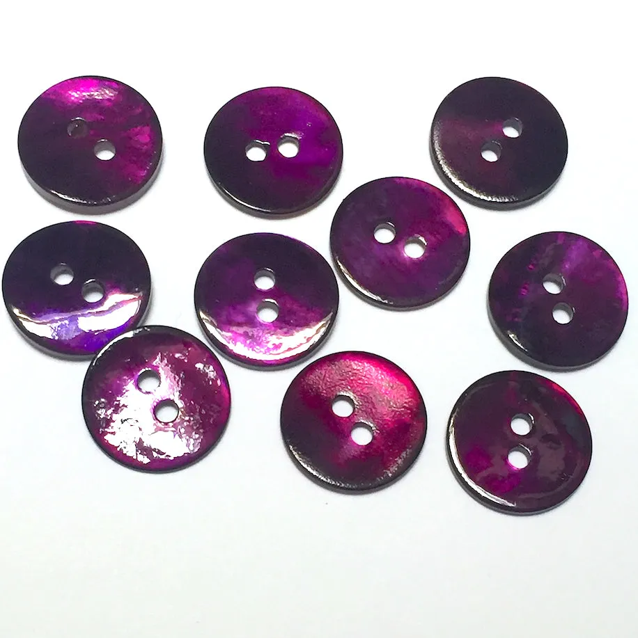 1/2" Dark Purple Pearl Shell 2-hole Button, 6 for $5.30   #241189-D-6