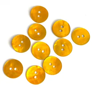 1/2" Golden Yellow Pearl Shell 2-hole Button, Pack of SIX Buttons   #116-D