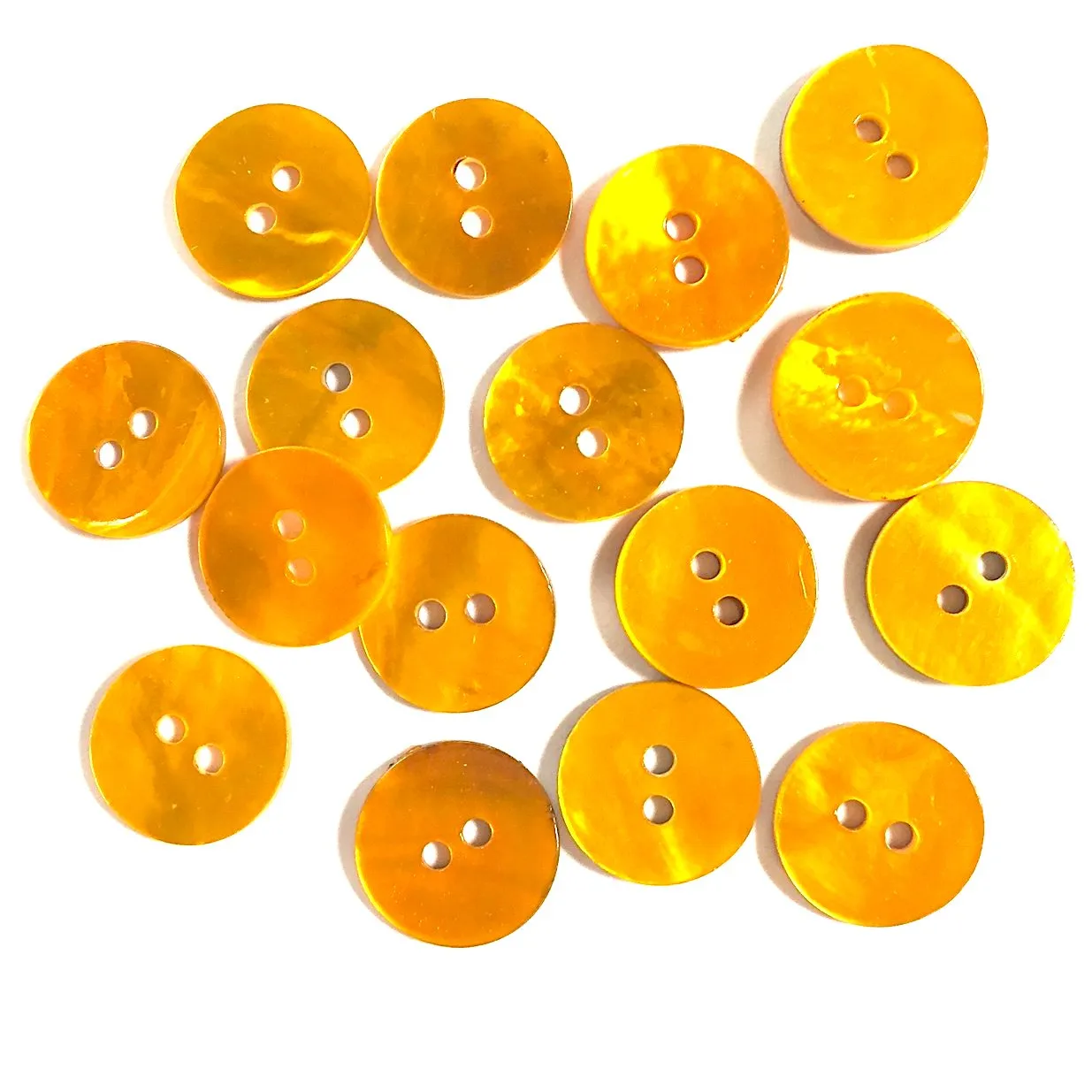 1/2" Golden Yellow Pearl Shell 2-hole Button, Pack of SIX Buttons   #116-D