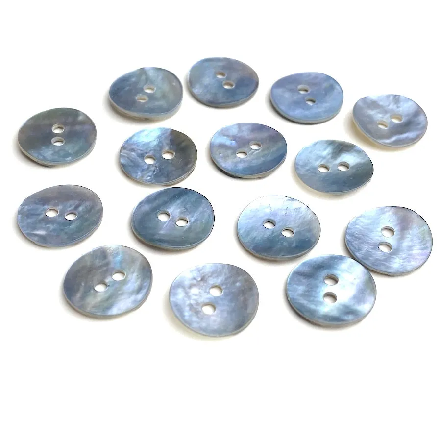 1/2" Light Blue Pearl Shell 2-hole Button, 6 for $6.00   #183D