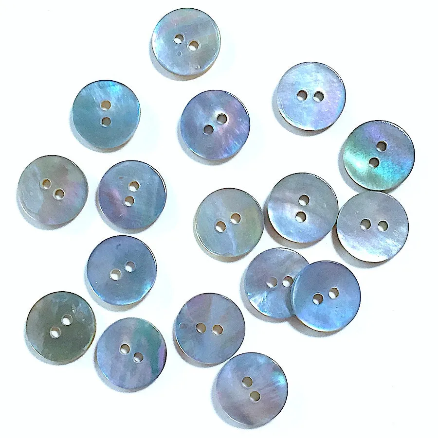 1/2" Light Blue Pearl Shell 2-hole Button, 6 for $6.00   #183D