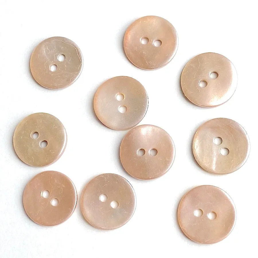 1/2" Pale Pink Pearl Shell 2-hole Buttons, 10 for $8.60   #193-D