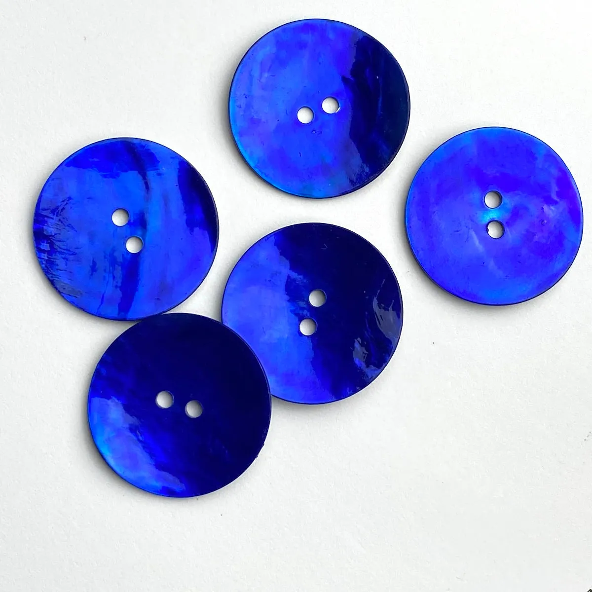 1" Cobalt Blue Pearl Shell 2-hole Button, $2.50 each  #380096-D