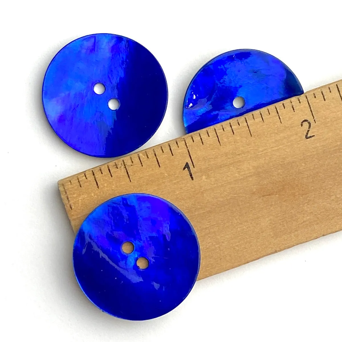 1" Cobalt Blue Pearl Shell 2-hole Button, $2.50 each  #380096-D