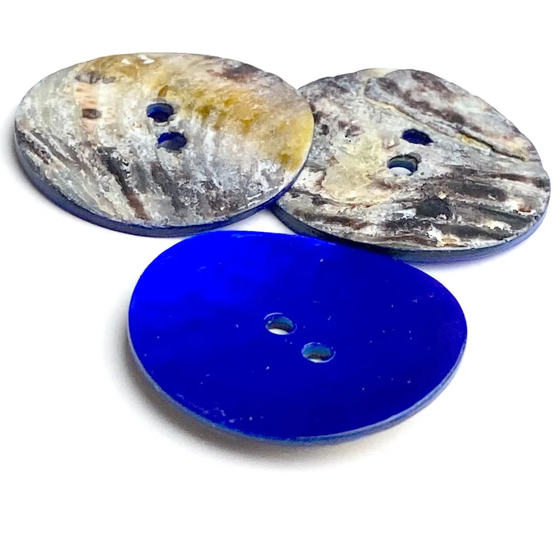 1" Cobalt Blue Pearl Shell 2-hole Button, $2.50 each  #380096-D