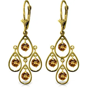 2.4 Carat 14K Solid Yellow Gold Pleasure Citrine Earrings