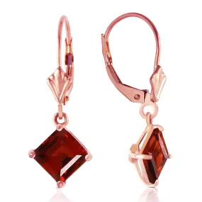 3.2 Carat 14K Solid Rose Gold Garnet Simplicity Earrings