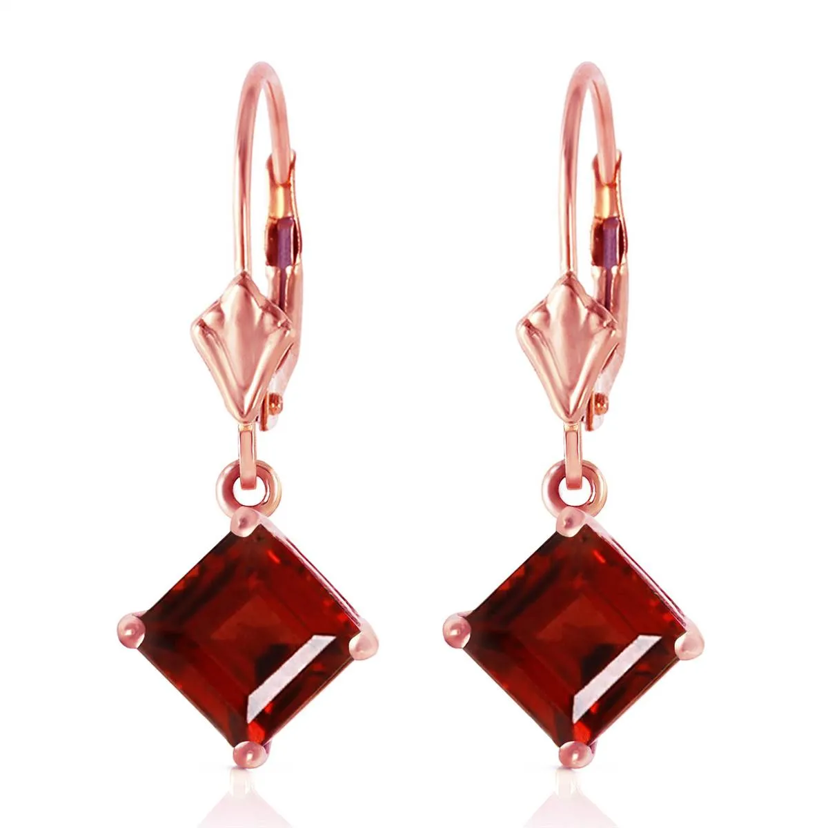 3.2 Carat 14K Solid Rose Gold Garnet Simplicity Earrings