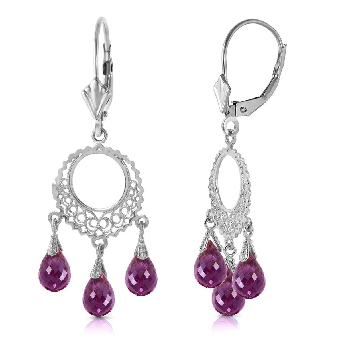 3.75 Carat 14K Solid White Gold Purposeful Encounters Amethyst Earrings