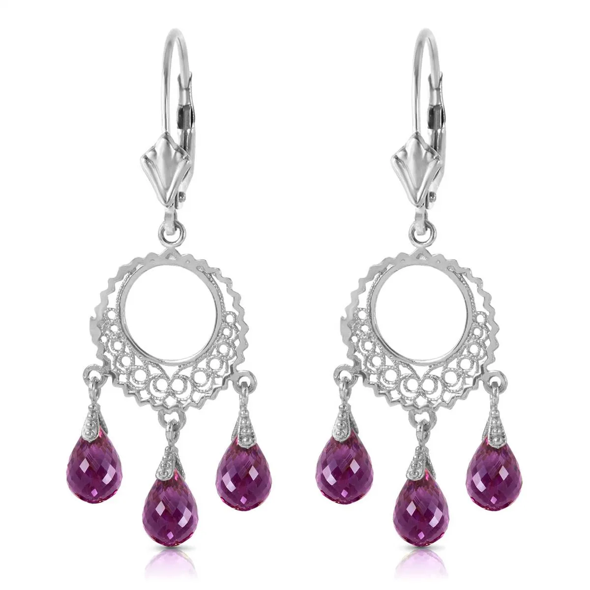 3.75 Carat 14K Solid White Gold Purposeful Encounters Amethyst Earrings