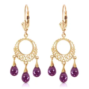 3.75 Carat 14K Solid Yellow Gold Funfare Amethyst Earrings