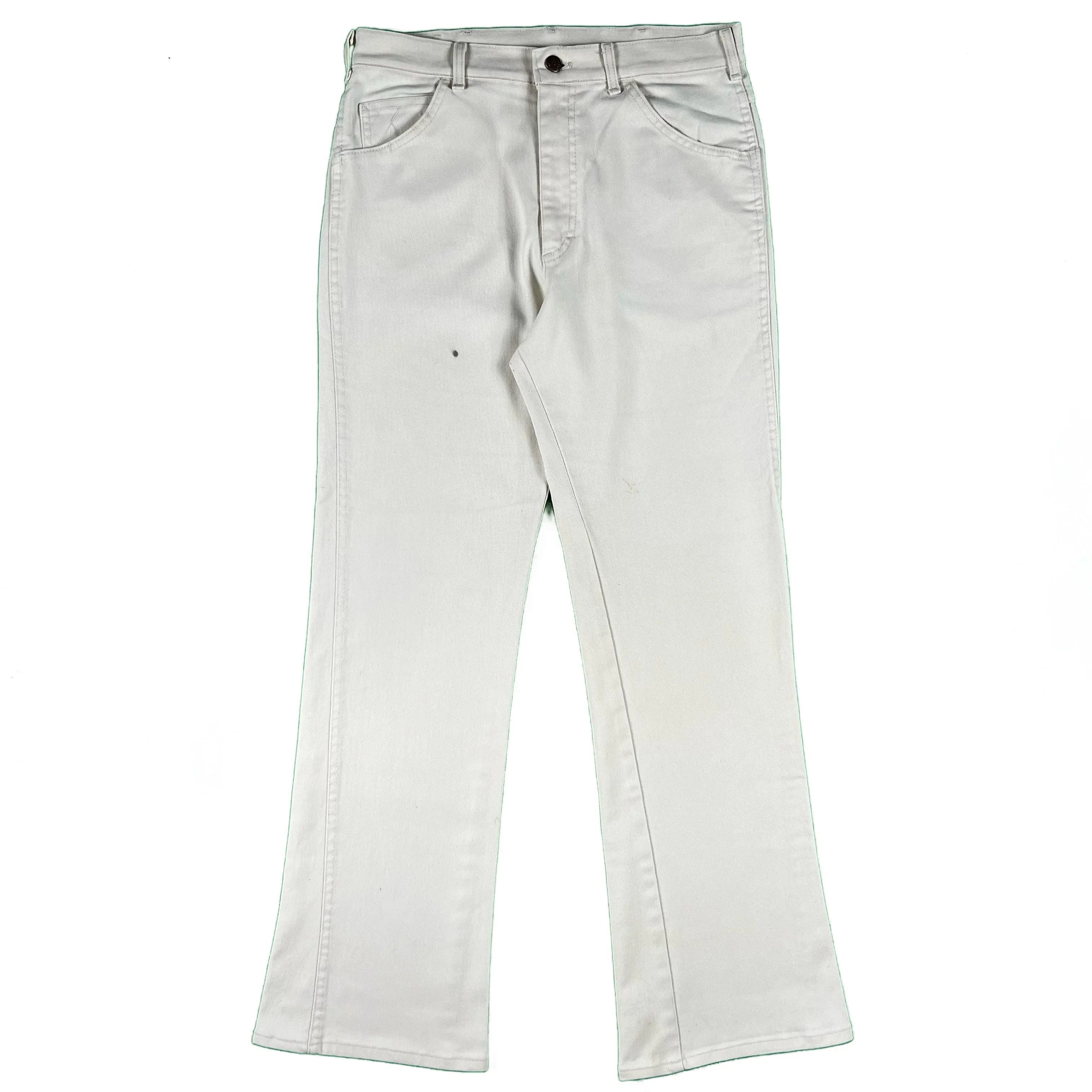 70s Lee White Cotton Flared Pants- 31x30.5