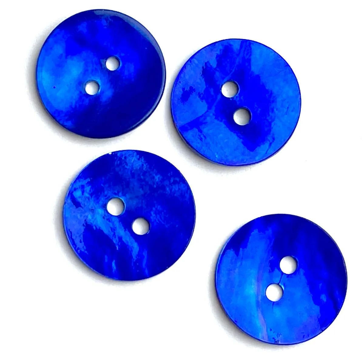 7/8" Cobalt Blue Pearl Shell 2-hole Button, $2.10 each  #360387-D