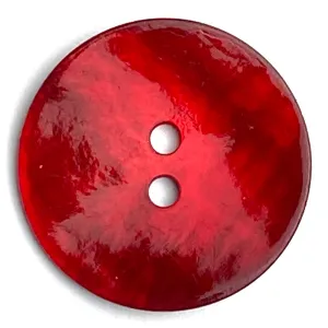 7/8" Deep Red Pearl Shell 2-hole Button, $2.10 each   #360389-D