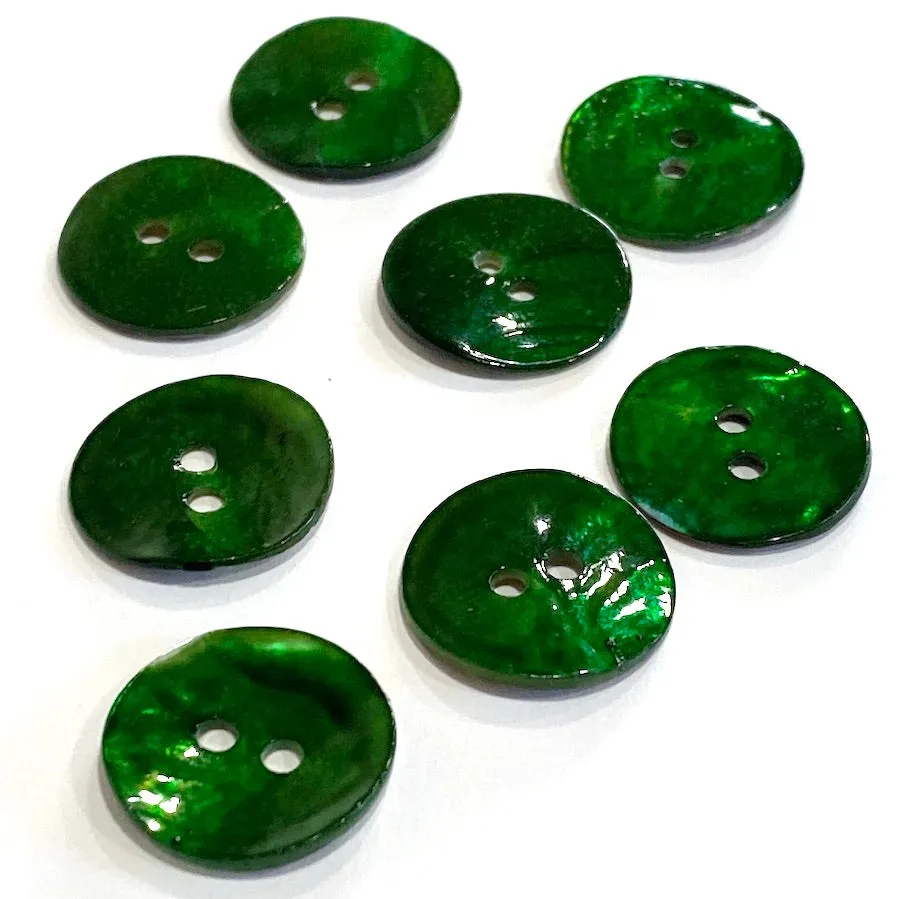 7/8" Green Shell, Dark Emerald Pearl 2-hole Button,   #482-D