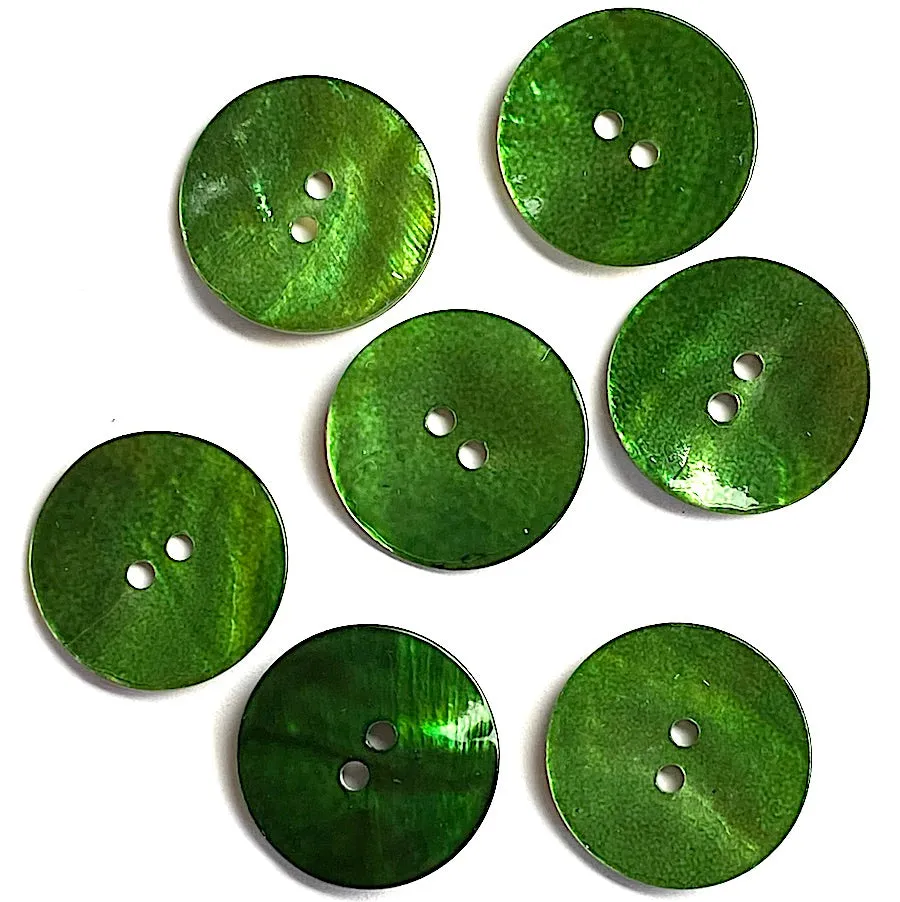 7/8" Green Shell, Dark Emerald Pearl 2-hole Button,   #482-D