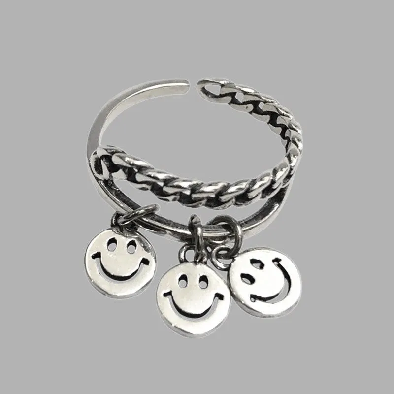 925 Sterling Silver Smiley Ring for women