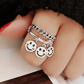 925 Sterling Silver Smiley Ring for women