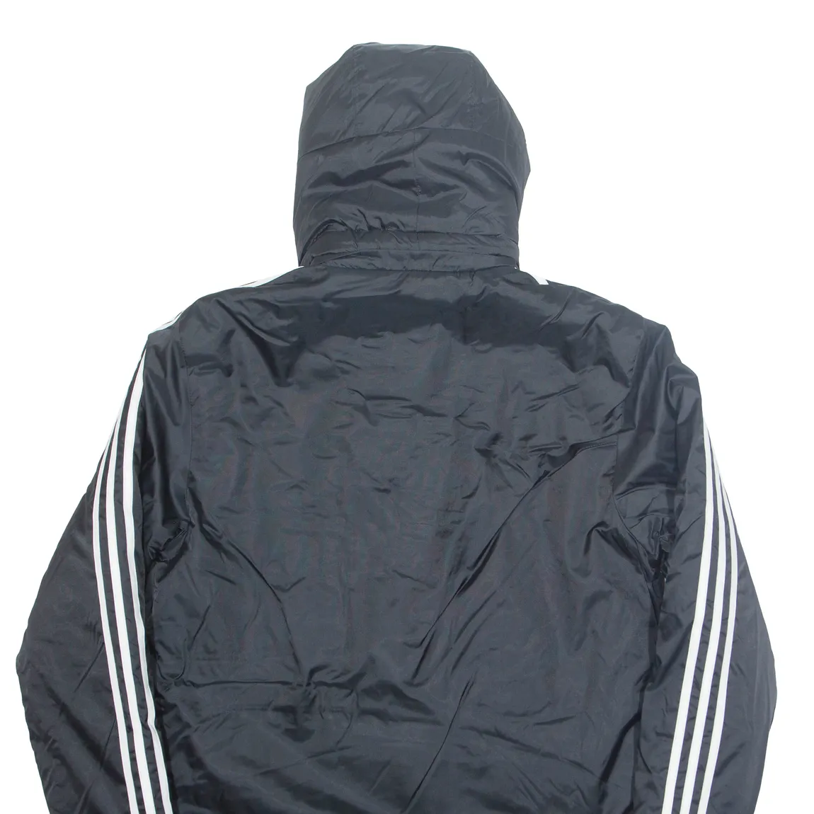 ADIDAS Manchester Blue Knights Football Mens Overcoat Coat Black Nylon Hooded S