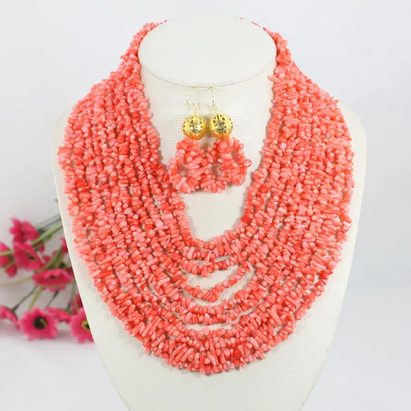 African Coral Beads Jewellery Set