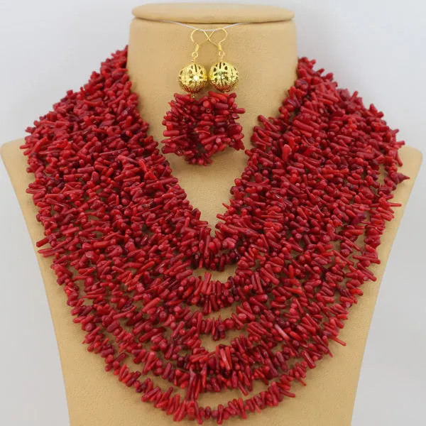 African Coral Beads Jewellery Set