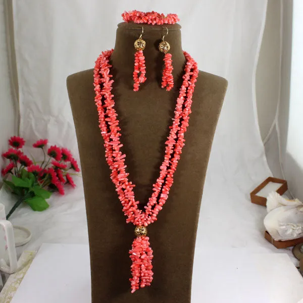 African Coral Beads Jewellery Set