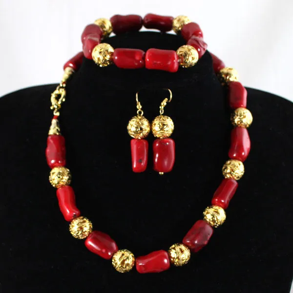 African Coral Beads Jewellery Set