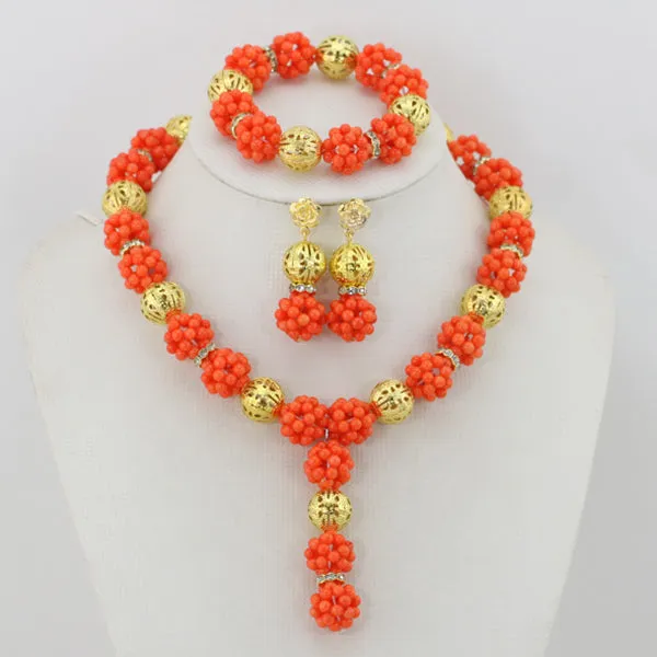 African Coral Beads Jewellery Set