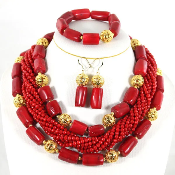 African Coral Beads Jewellery Set